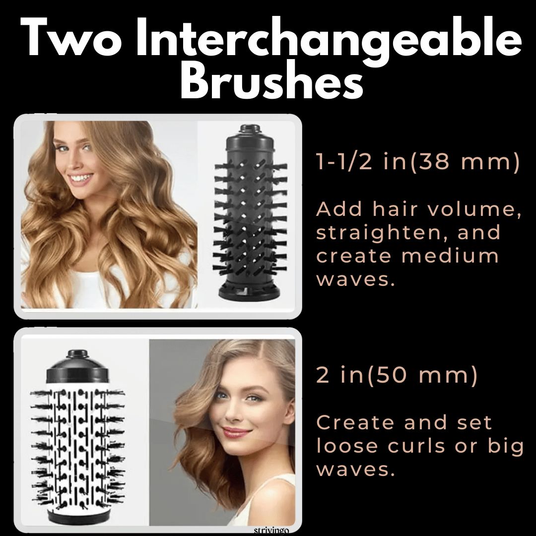 RYNX | 3-In-1 Rotating Hair Dryer And Styler With Adjustable Temperature For Effortless Curls And Waves