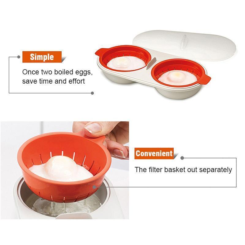 Rynx | Microwave Egg Poacher Food Quality, 2-Cup Portable Egg Cooker