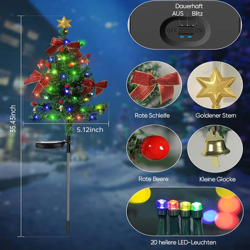 Rynx | Solar-powered, waterproof Christmas tree decorative lights for outdoor use