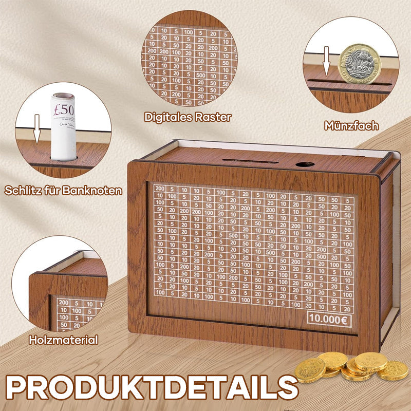 Rynx | Wooden piggy bank with counter