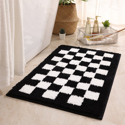 Rynx | Black and White Checkerboard Ultra-Soft Bathroom Rug, Bathroom Rug in Multiple Sizes, Simple Soft Plush Water-Absorbing Mat, Machine Washable, Non-Slip Toilet Mat, Black and White Thick Bathroom Rug, Art Bathroom Mats, Best Bath Rugs