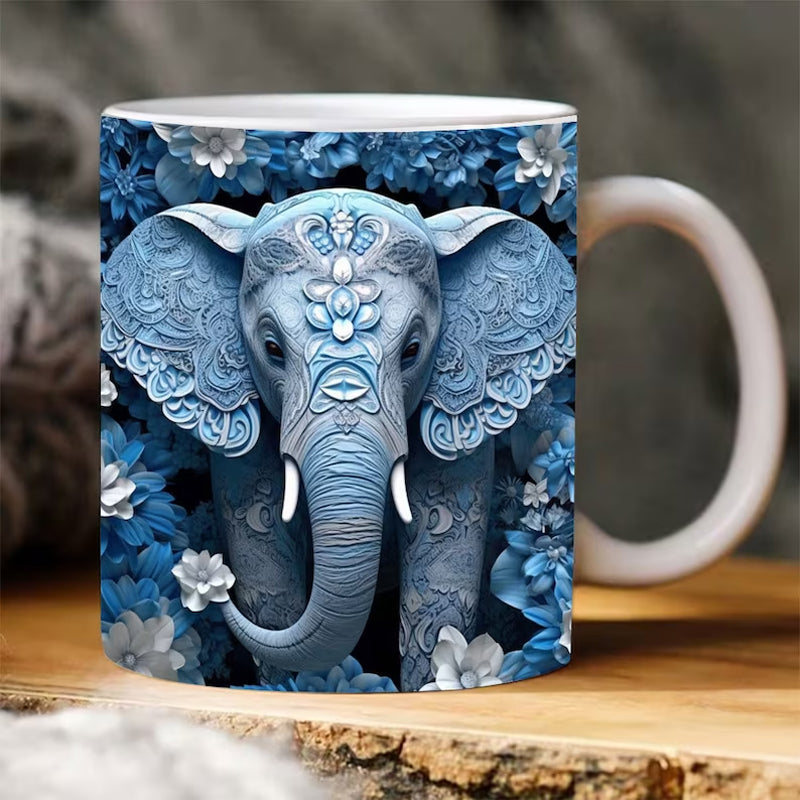 Rynx | 3d Elephant Flower Mug blue