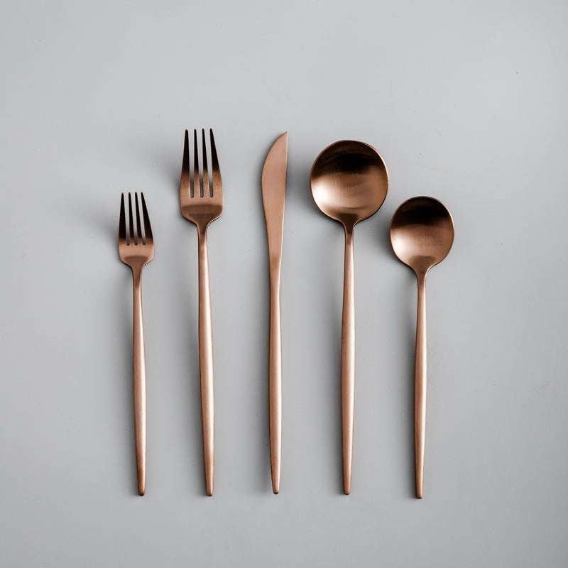 RYNX | Minimalistic Cutlery Mattes Rose Gold Set for 4 people (20 pieces)