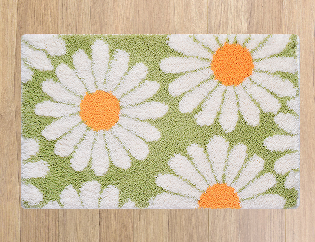 Rynx | Cute Daisy Bath Mat, Floral Bathroom Rug, Multiple Sizes