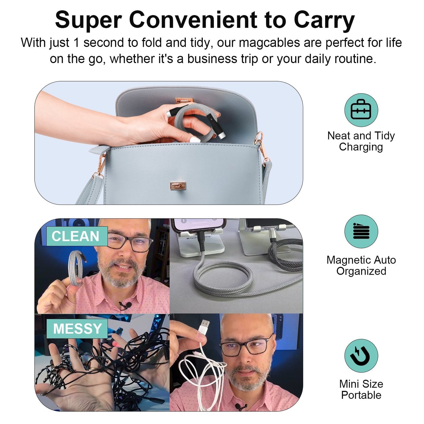 RYNX | Tangle-free magnetic charging cable: Strong magnet and fast charging