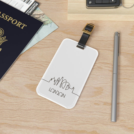 Rynx | Elegant Explorer's London Luxe Acrylic Luggage Tag Set with Adjustable Leather Strap - Travel in Style!