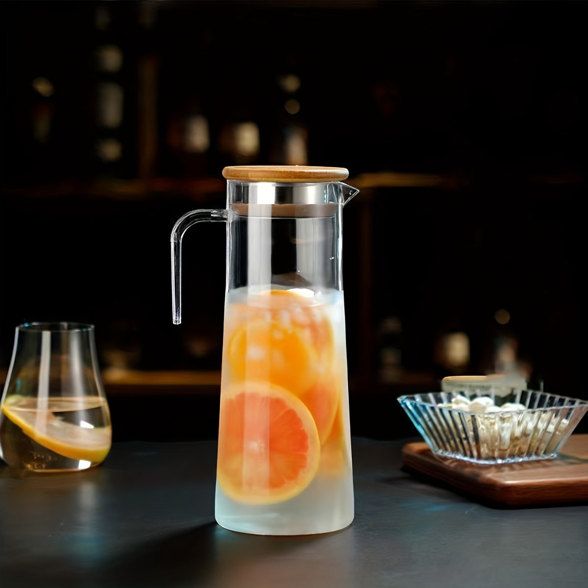 Rynx | Water Pitcher with Lid – 37.1oz/54.1oz Heavy Duty Drink Pitcher – Stainless Steel or Wooden Lid – Ideal for Juice, Bubble Tea, Summer Drinks – Kitchen and Home