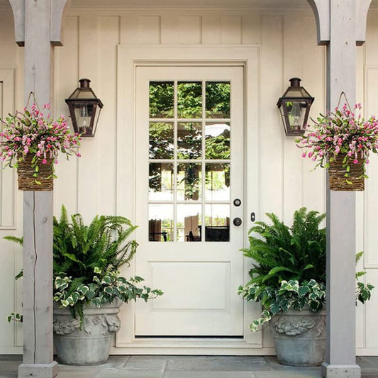 Rynx | Hydrangea Rattan Basket – Cream Colored Flower Door Decoration for Hanging