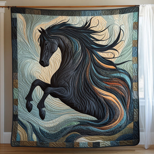Rynx | Horse Black Quilted Blanket