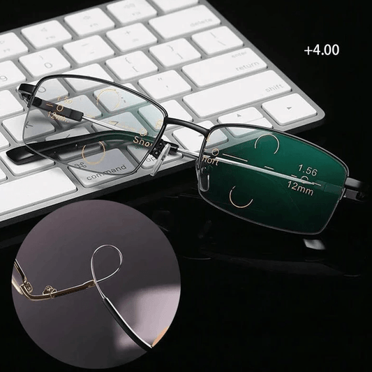 Rynx | Titanium Progressive Distance and Near Range Dual-Use Reading Glasses