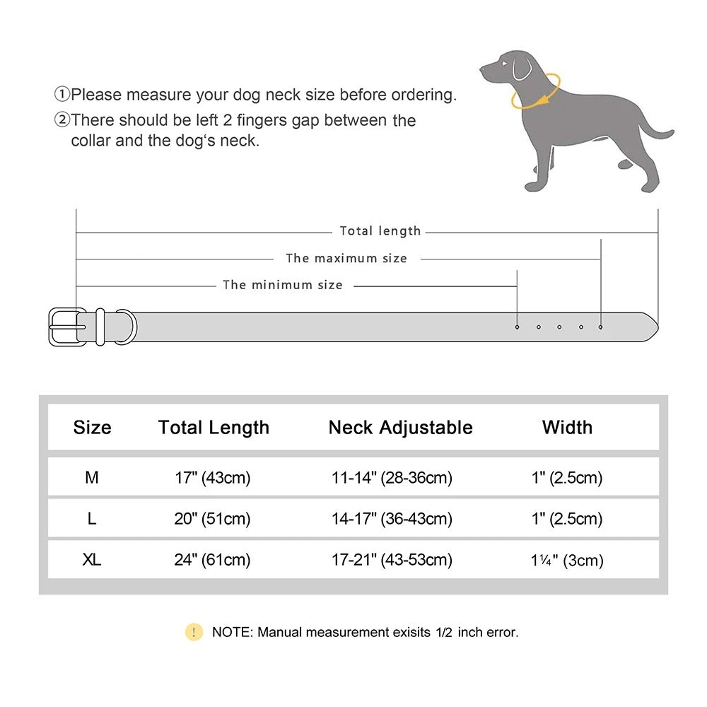Rynx | Genuine Leather Dog Collar Durable and Adjustable for Small and Large Dogs