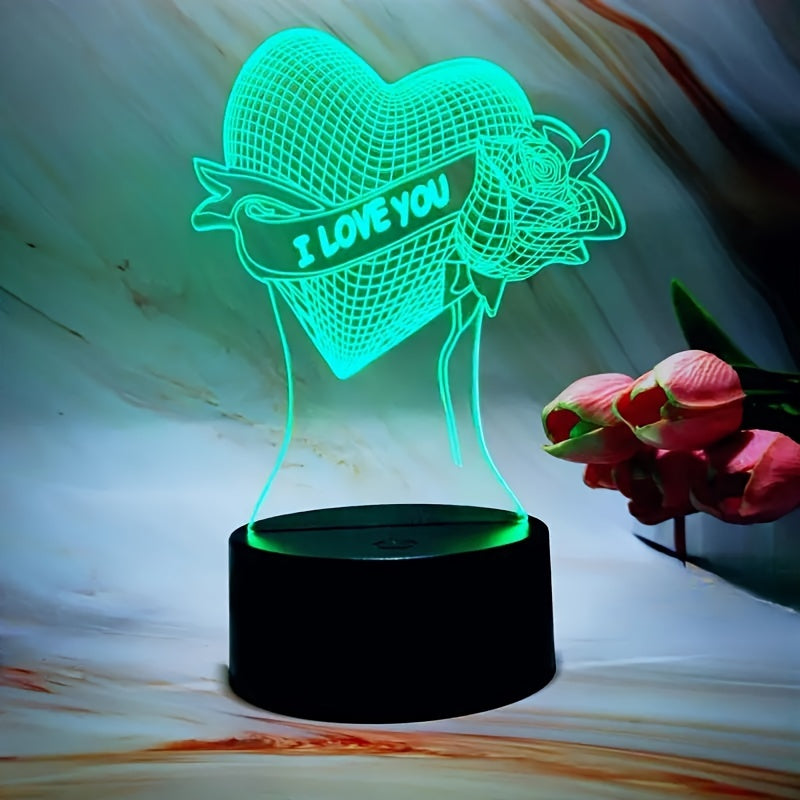 Rynx | HartLicht - 3D LED Illusion Lamp with Touch Control, 7 Colors & USB/Battery Power