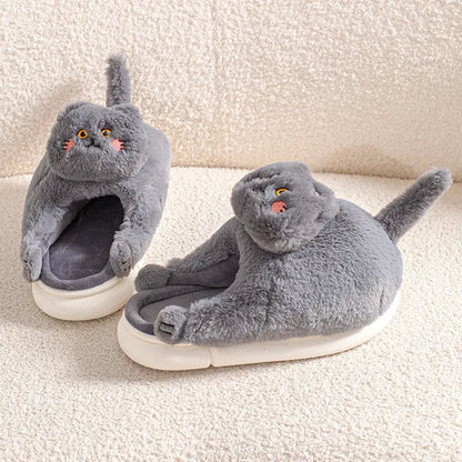 Rynx | Funny Cat Plush Slippers for Women Bedroom Fuzzy Slippers to Slip On Slippers for Women Indoor Loaf Bread Slippers for Women