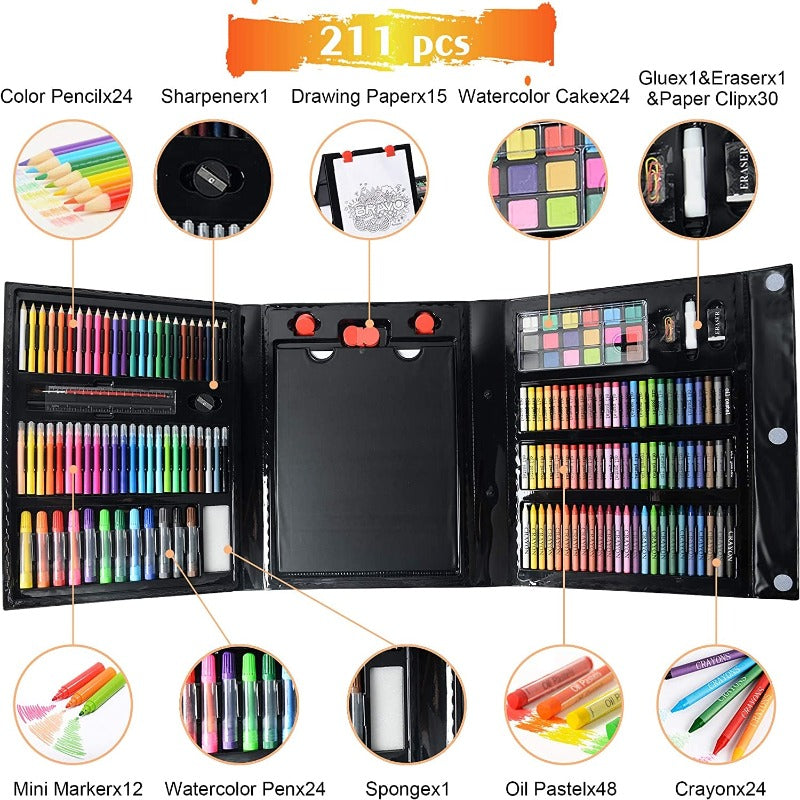 Rynx | 211pcs Children's Art Supply Set with Folding Easel