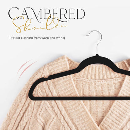 Rynx | 20/30/60 Pack Velvet Hangers - Premium Non-Slip Felt Hangers with Sturdy Black/White Finish - Heavy Duty Coat and Suit Hangers with Space-Saving 360° Rotating Rose Gold/Galvanized Metal Hook