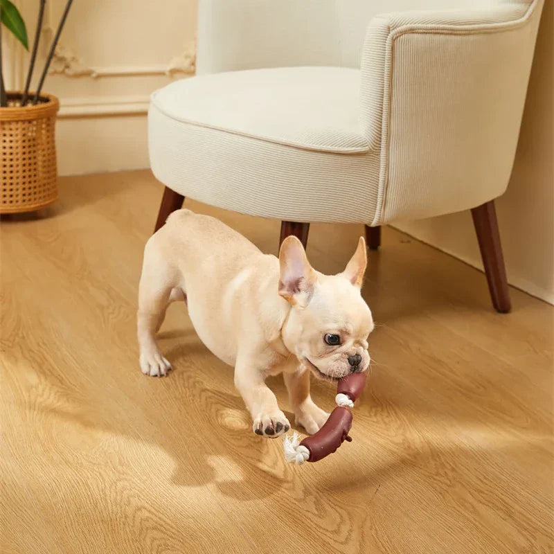 Rynx | Durable Cotton Rope & Vinyl Sausage Toy for Pets