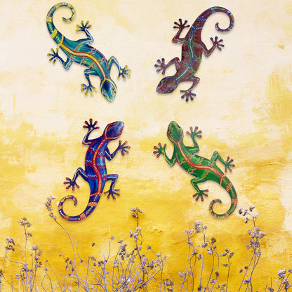 Rynx | 4 Pcs - Metal Gecko Wall Art Decor