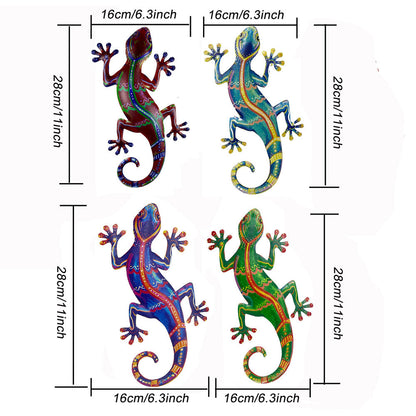 Rynx | 4 Pcs - Metal Gecko Wall Art Decor