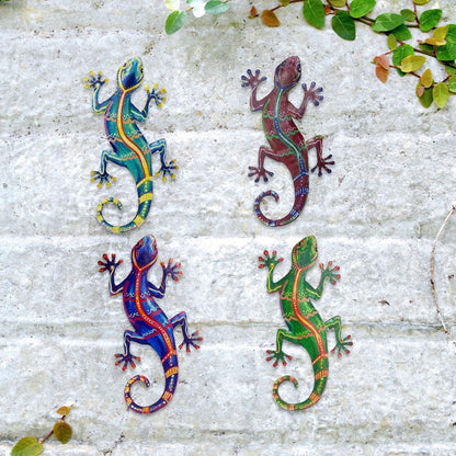 Rynx | 4 Pcs - Metal Gecko Wall Art Decor