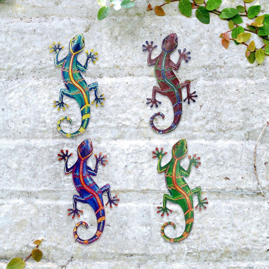 Rynx | 4 Pcs - Metal Gecko Wall Art Decor