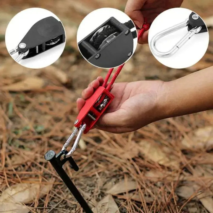 Rynx | 4 pieces | Adjustable outdoor camping rope – stable, reflective and compact