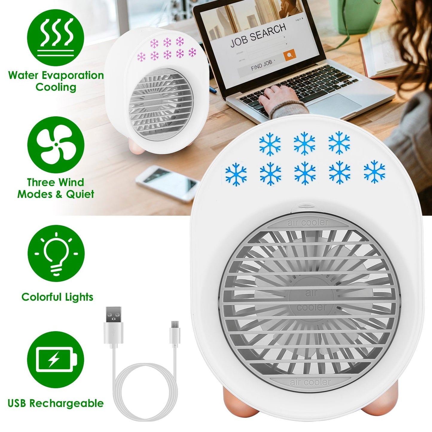 Rynx | 4-in-1 Portable Mini Desk Water Mist Cooling Air Conditioner