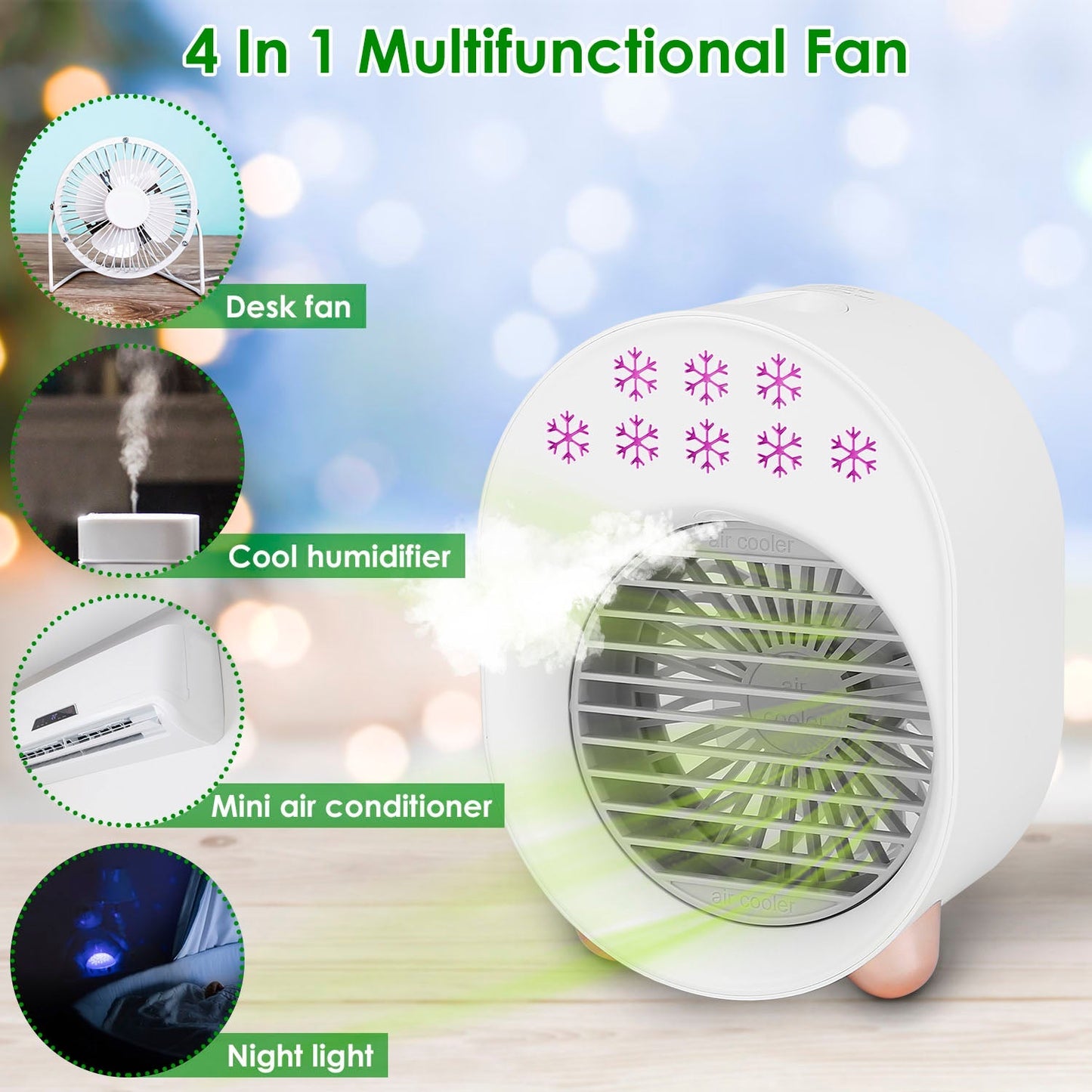 Rynx | 4-in-1 Portable Mini Desk Water Mist Cooling Air Conditioner