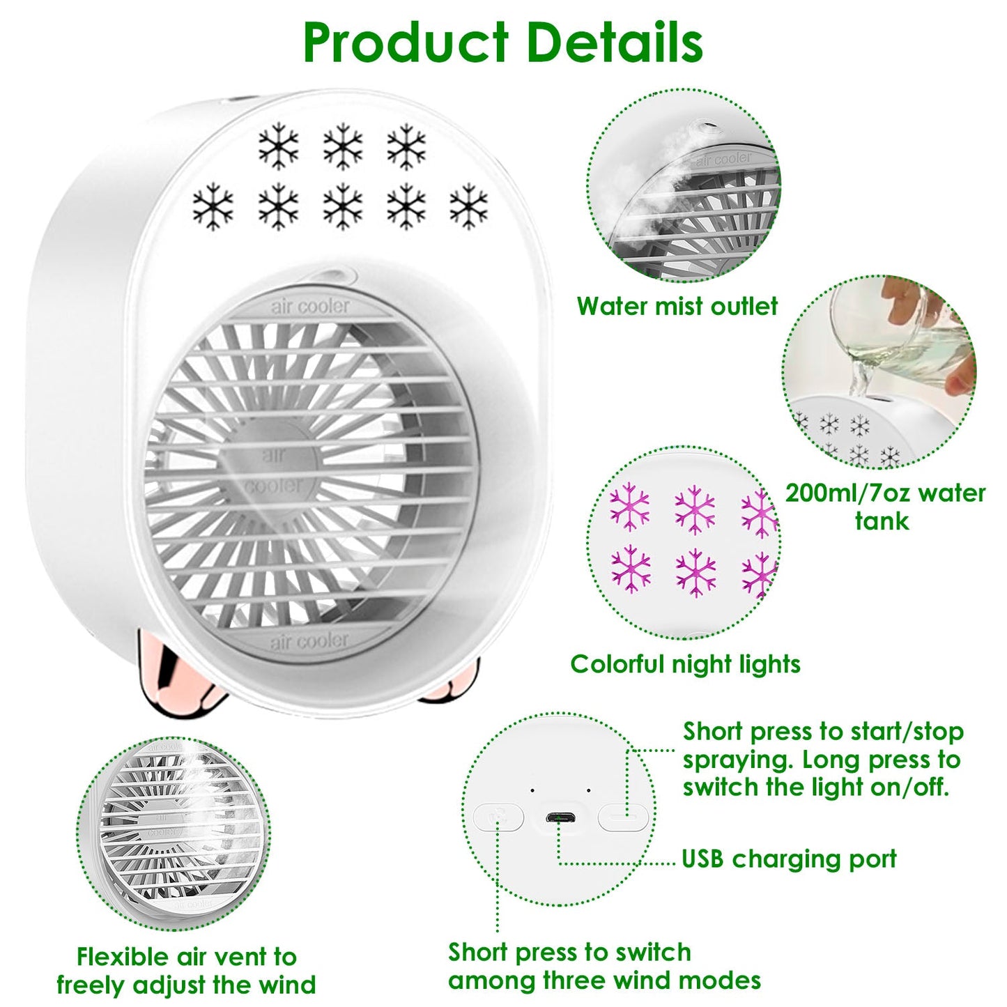 Rynx | 4-in-1 Portable Mini Desk Water Mist Cooling Air Conditioner