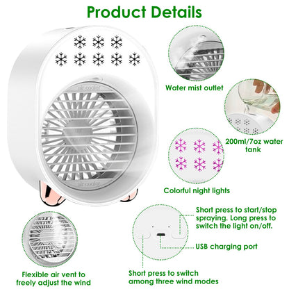 Rynx | 4-in-1 Portable Mini Desk Water Mist Cooling Air Conditioner