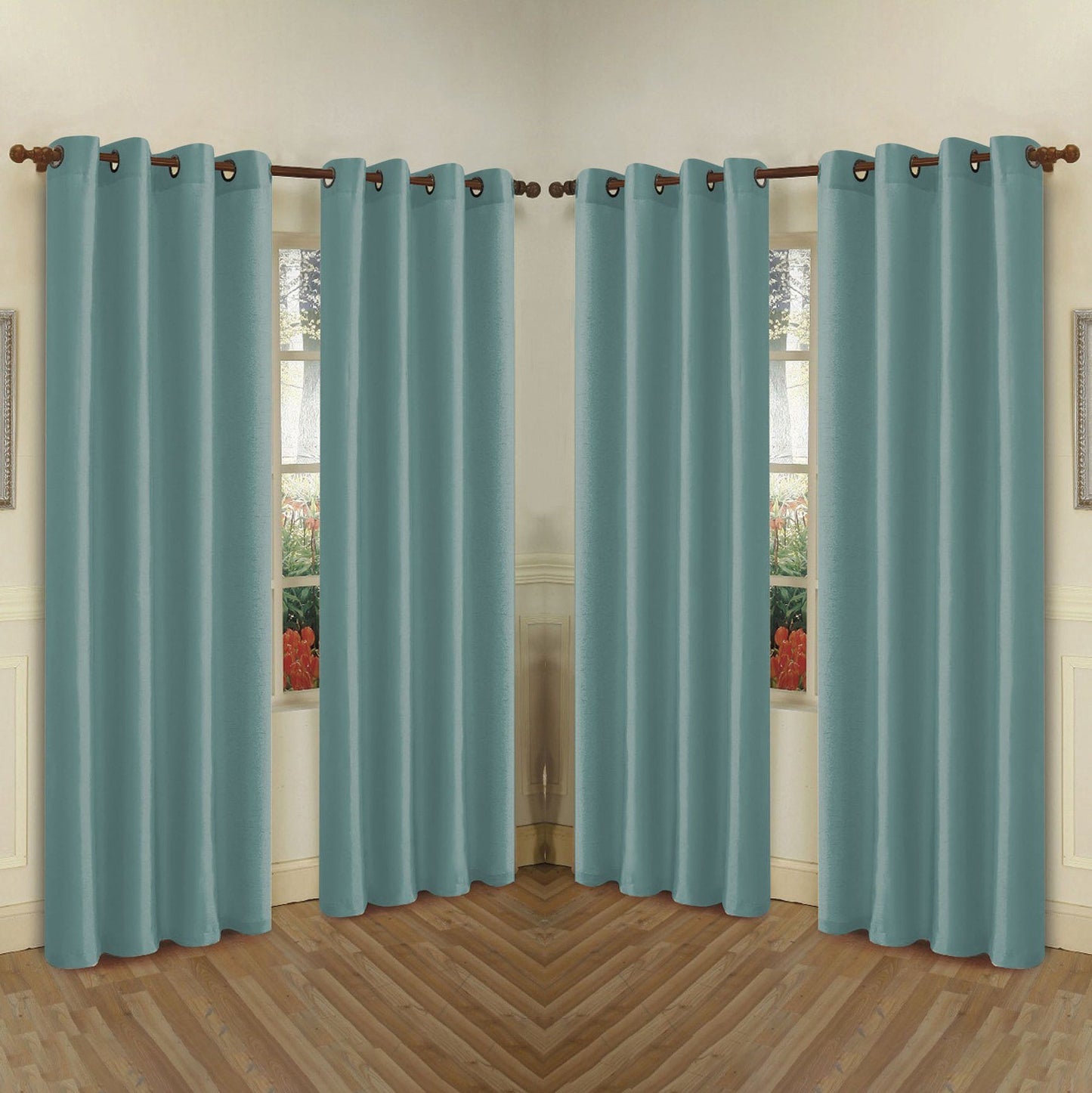 Rynx | 4-Pack: Faux-Silk Grommet Panels with Eyelets