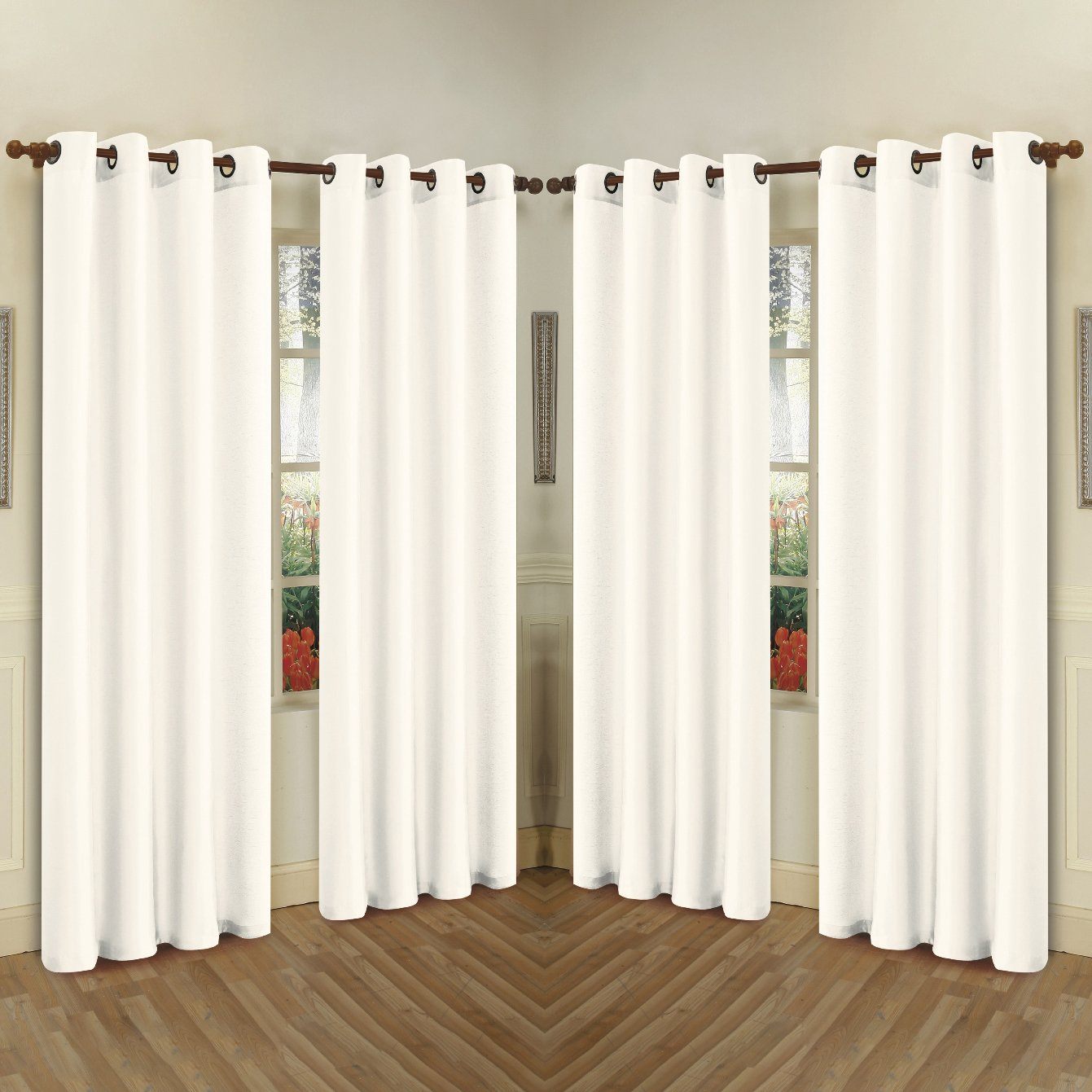 Rynx | 4-Pack: Faux-Silk Grommet Panels with Eyelets