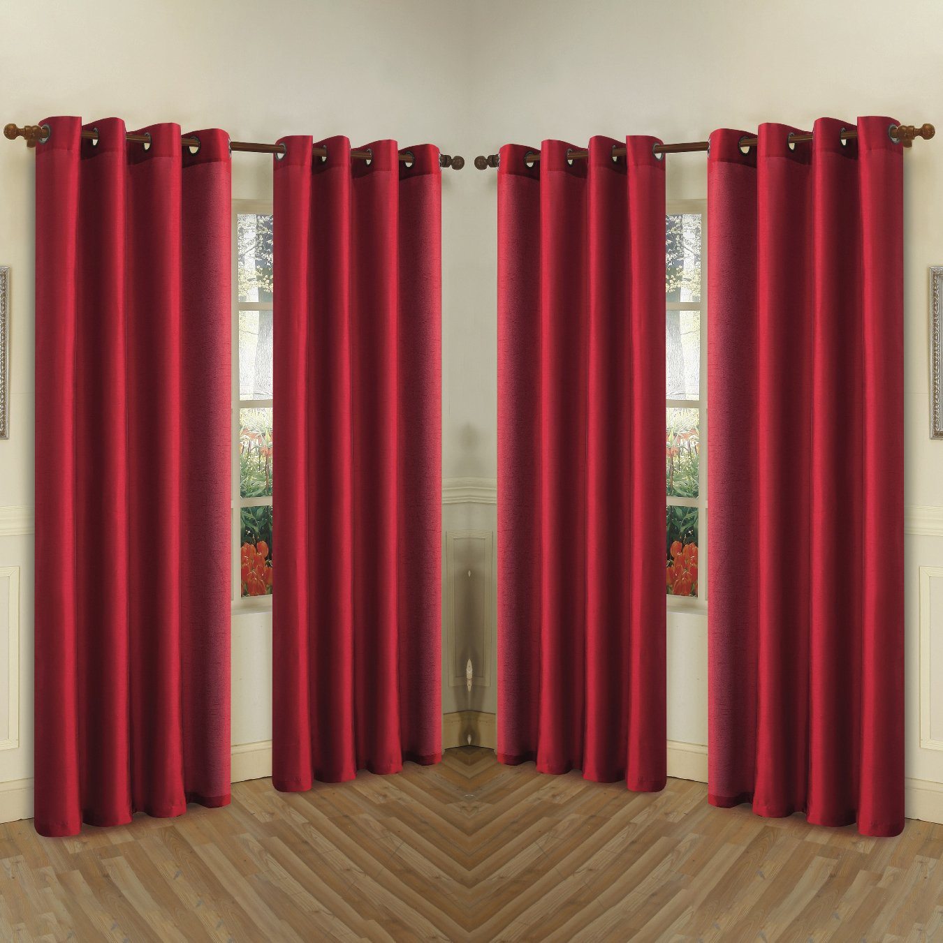 Rynx | 4-Pack: Faux-Silk Grommet Panels with Eyelets