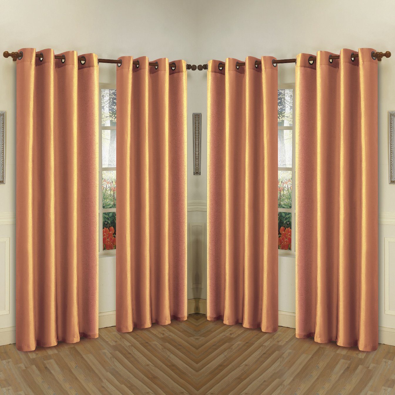 Rynx | 4-Pack: Faux-Silk Grommet Panels with Eyelets
