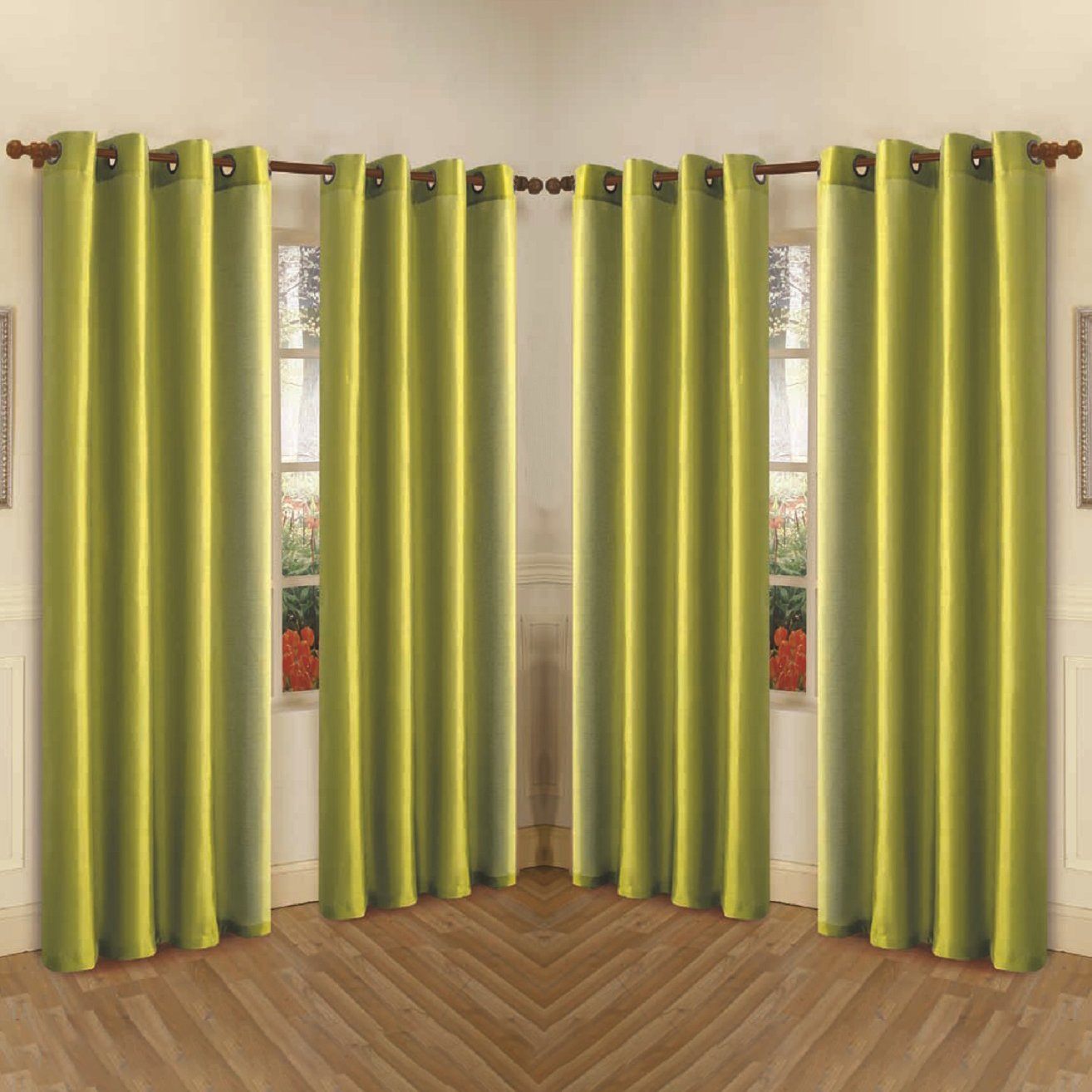 Rynx | 4-Pack: Faux-Silk Grommet Panels with Eyelets