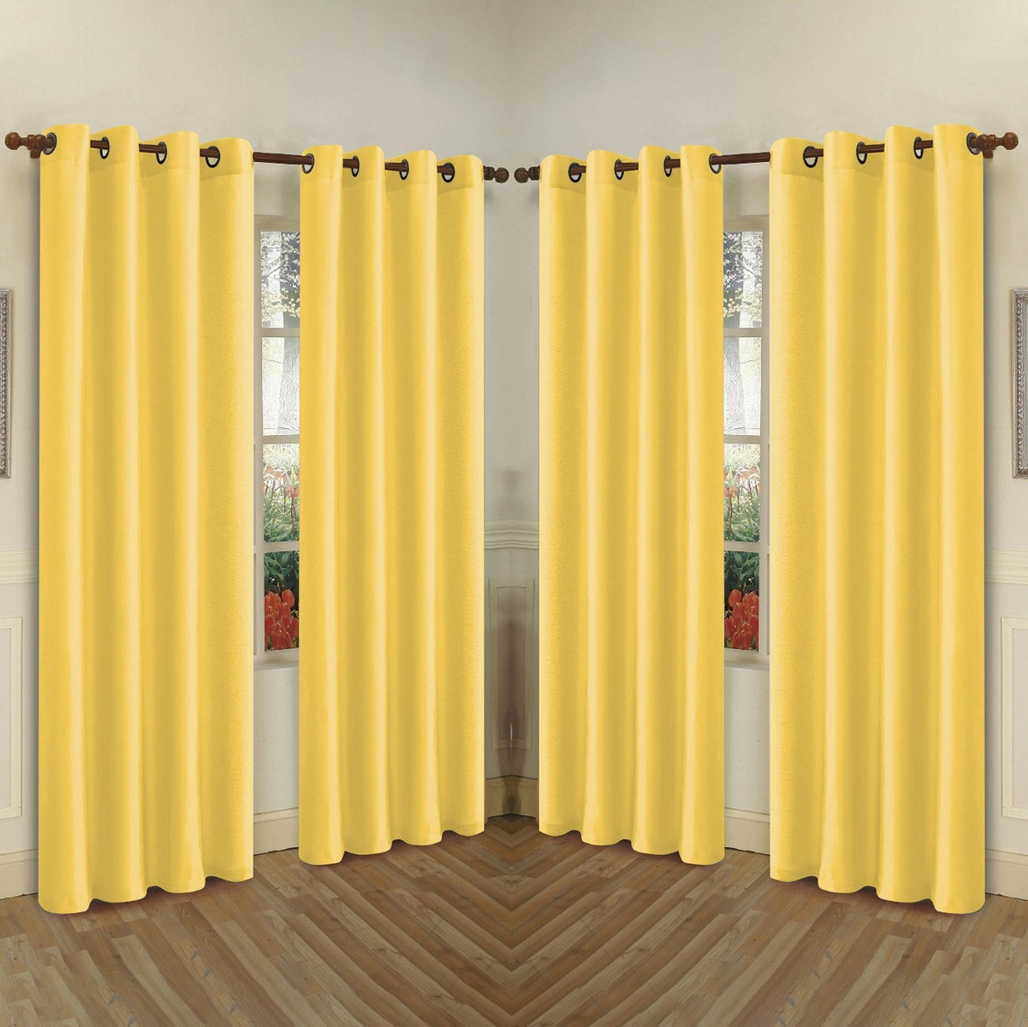 Rynx | 4-Pack: Faux-Silk Grommet Panels with Eyelets