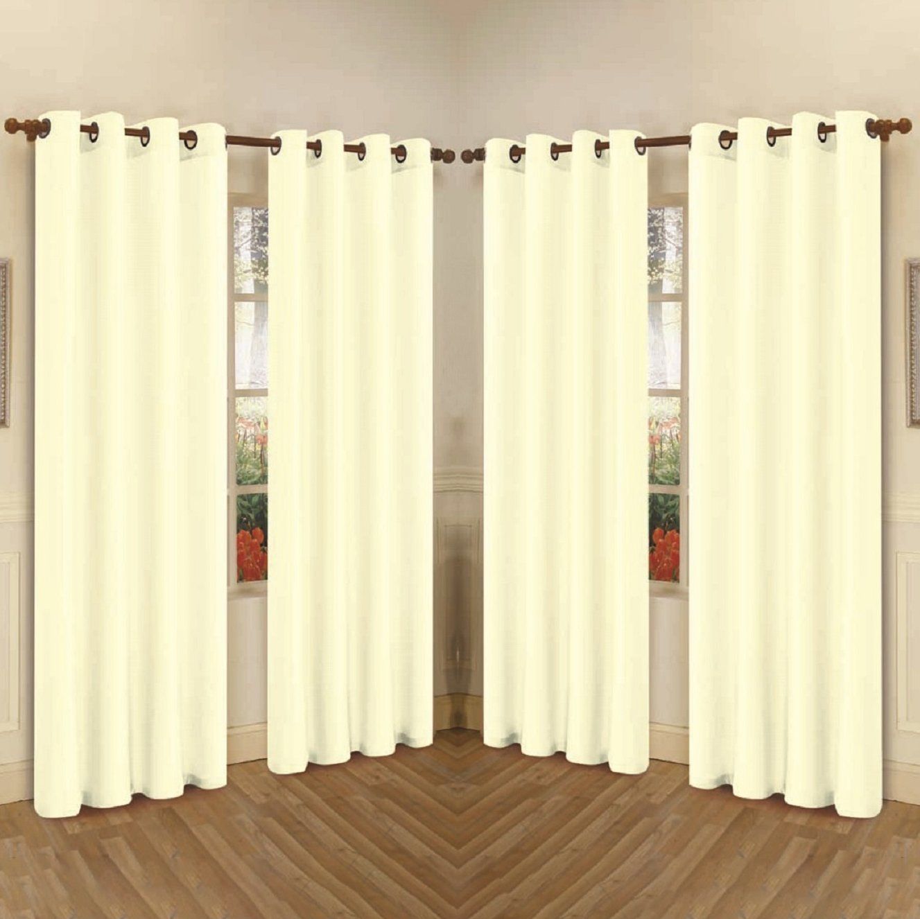 Rynx | 4-Pack: Faux-Silk Grommet Panels with Eyelets