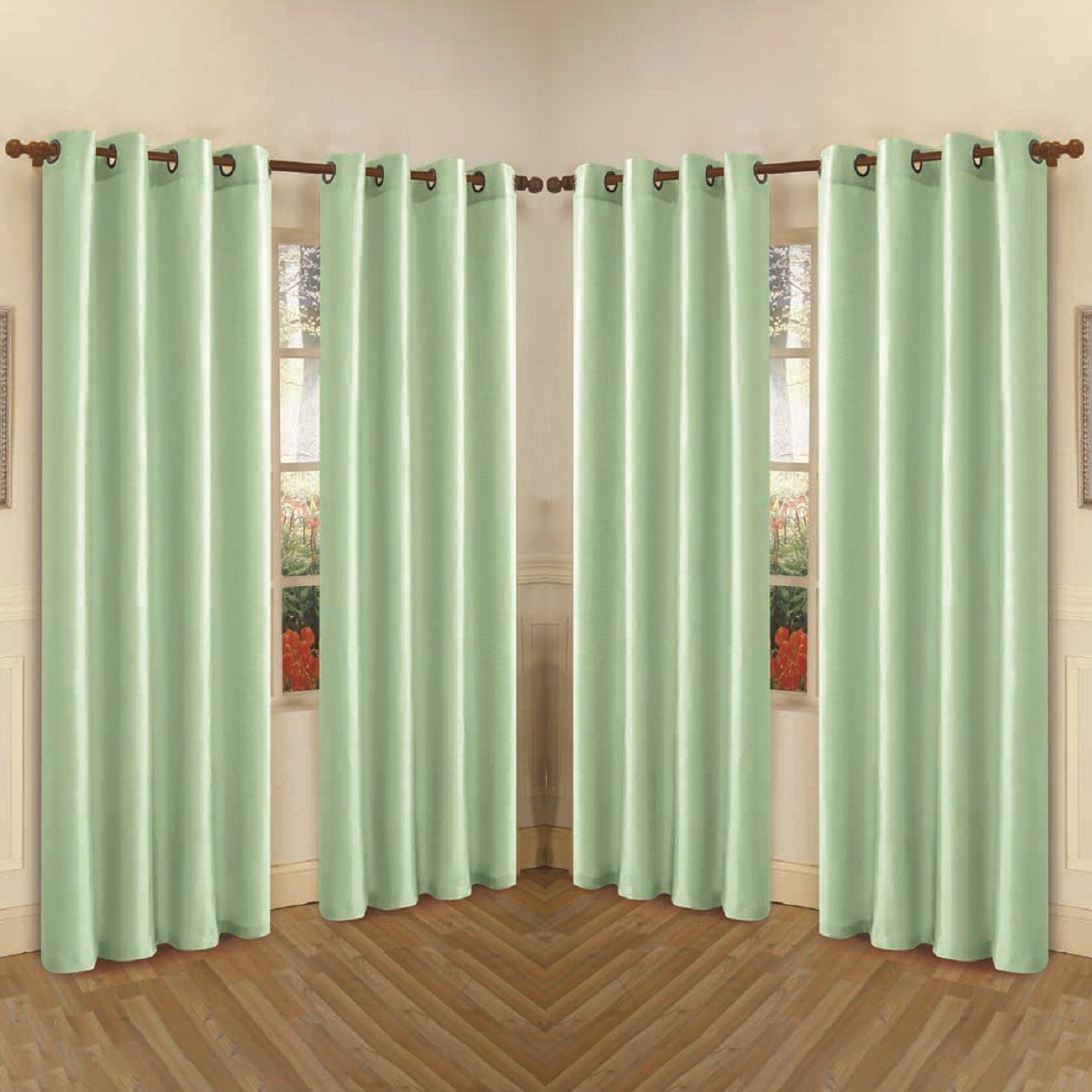 Rynx | 4-Pack: Faux-Silk Grommet Panels with Eyelets