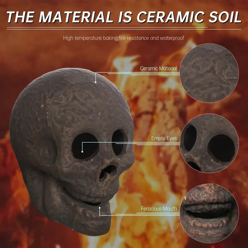 Rynx | 4-Pack: Halloween Fireplace Skull Ceramic Props