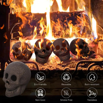 Rynx | 4-Pack: Halloween Fireplace Skull Ceramic Props