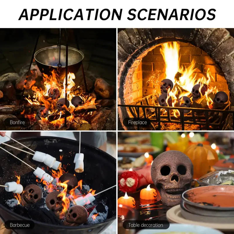 Rynx | 4-Pack: Halloween Fireplace Skull Ceramic Props