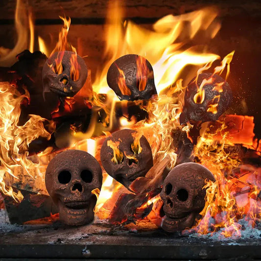 Rynx | 4-Pack: Halloween Fireplace Skull Ceramic Props