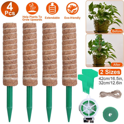 Rynx | 4-Pieces: Coco Coir Expandable Moss Pole for Climbing Plants