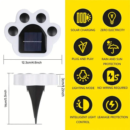 Rynx | 4 Pieces: Cute paw-shaped solar garden lights