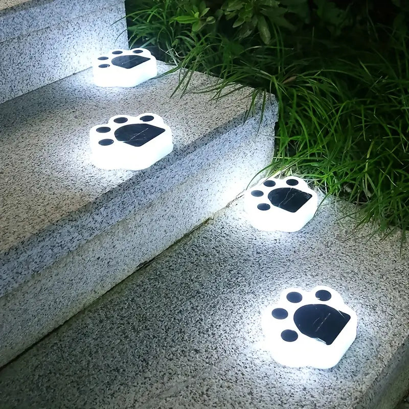 Rynx | 4 Pieces: Cute paw-shaped solar garden lights