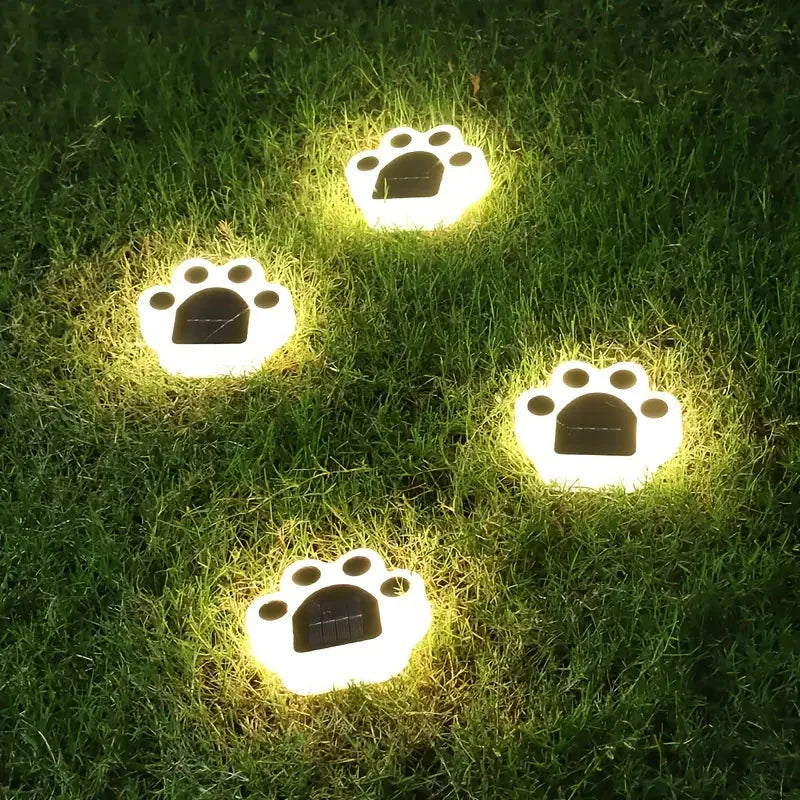 Rynx | 4 Pieces: Cute paw-shaped solar garden lights