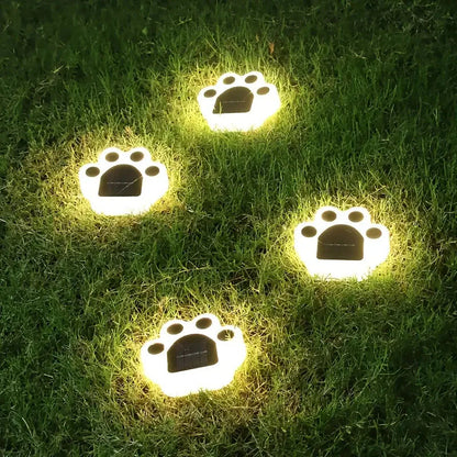 Rynx | 4 Pieces: Cute paw-shaped solar garden lights
