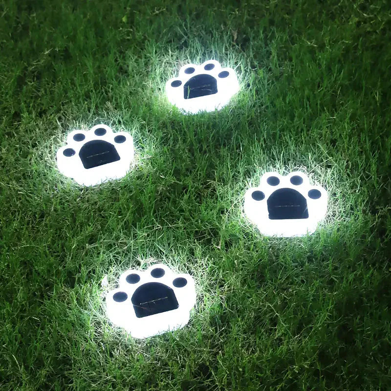 Rynx | 4 Pieces: Cute paw-shaped solar garden lights