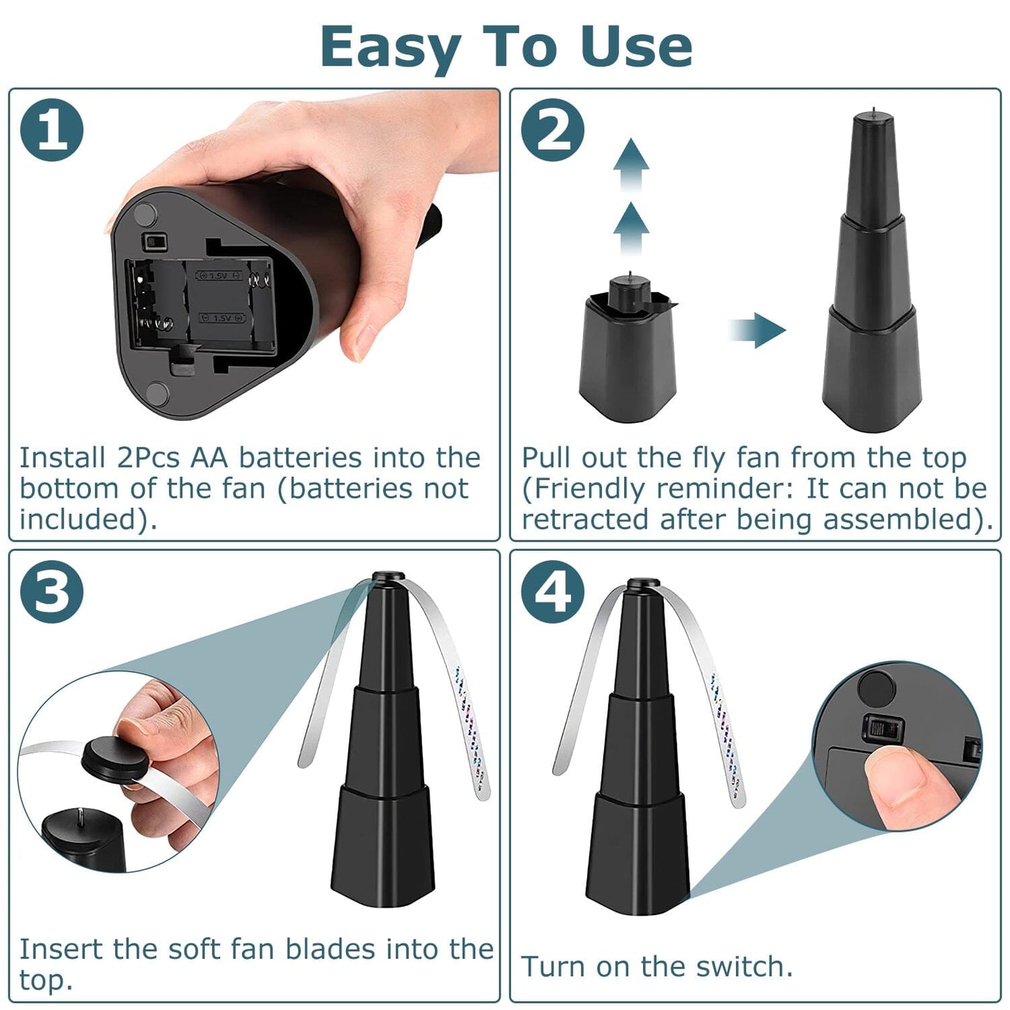 Rynx | 4-Piece: Fly Repellent Fan Table Battery Operated Insect Repellent