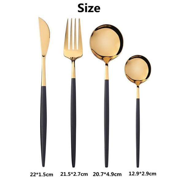 Rynx | 4 pieces: Mirror polished Dinner service Stainless Steel Cutlery Set Flat Service