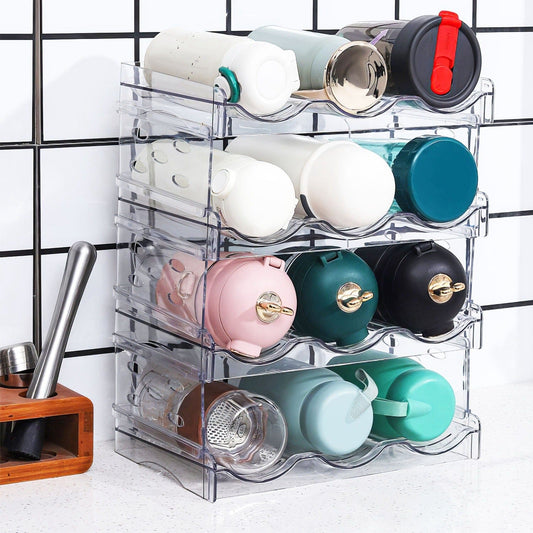 Rynx | 4-layer bottle storage 12 bottles transparent stackable Organizer holder shelf